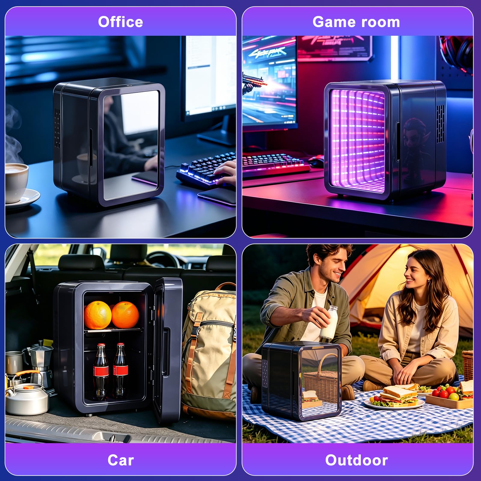 Nevera mini de 4 litros, termoeléctrica, refrigerador cosmético, refrigerador y calor (40 dB, 36 W, CC/AC), pequeño frigorífico portátil silencioso para coche, oficina, dormitorio