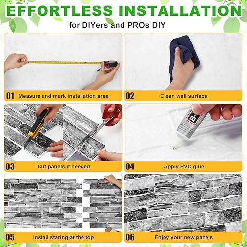 Miniatura 4 de 16 paneles de pared 3D de ladrillo en estilo pizarra plateada, paneles de piedra de PVC impermeables, papel tapiz de ladrillo 3D, ideal para sala de