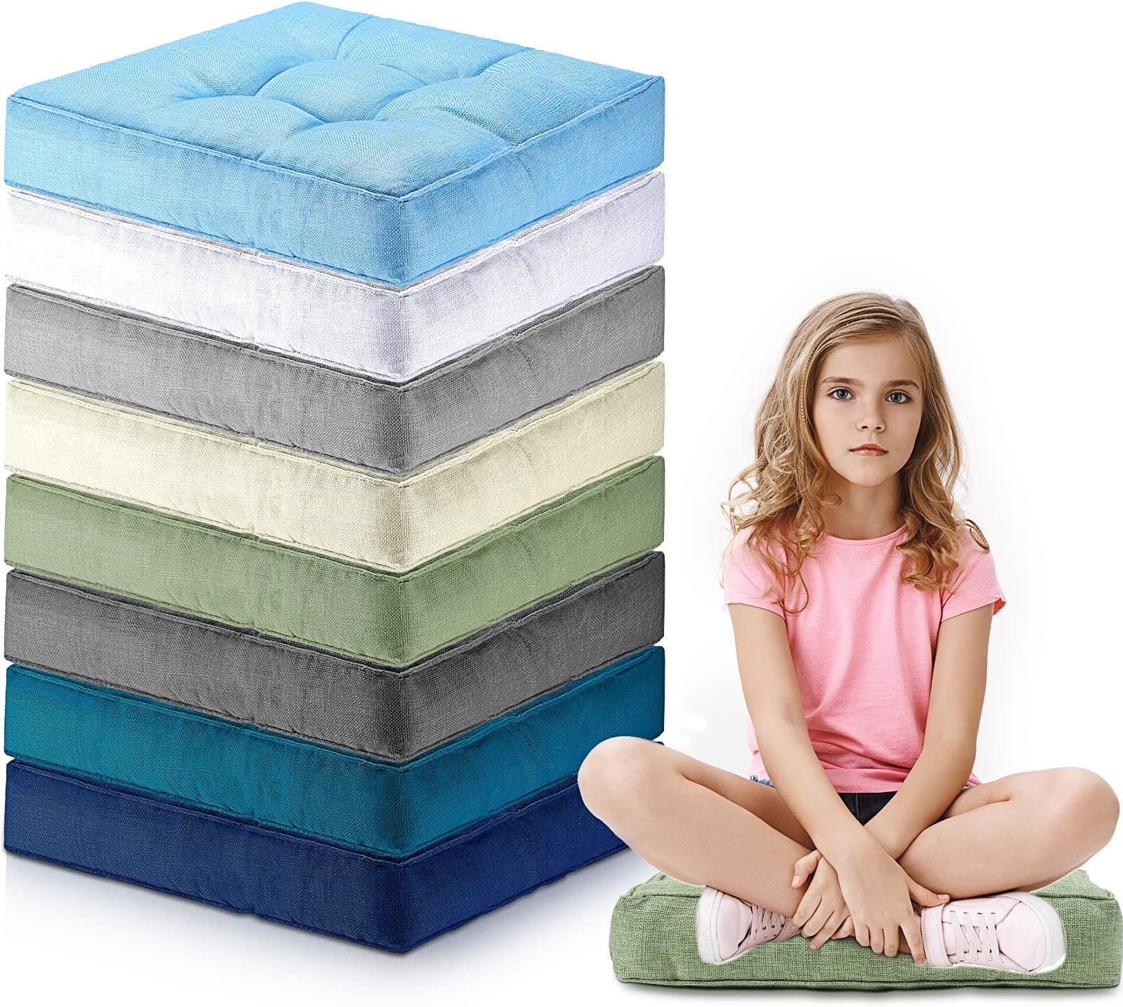 Amazon.com: Fumete Square Flexible Floor Seating Cushions Floor Pillows ...
