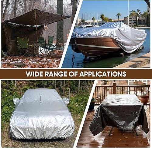 Miniatura 6 de Lona de 10 x 12 pies, lona resistente de 0.630 in, lona impermeable con ojales y bordes reforzados, resistente al desgarro, a la decoloración y a