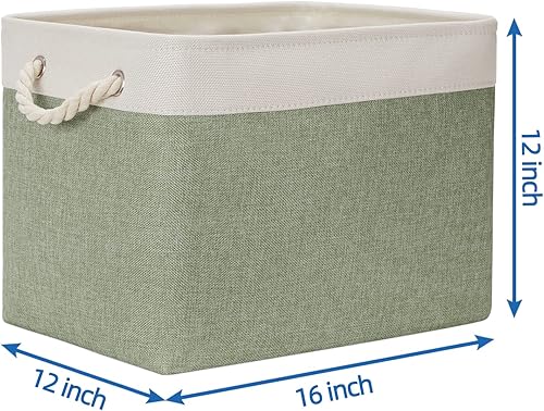 Vista 37 de Temary Canastas de almacenamiento pequeñas de tela para armario, paquete de 6 cajas de almacenamiento decorativas con asas de cuerda para organizar