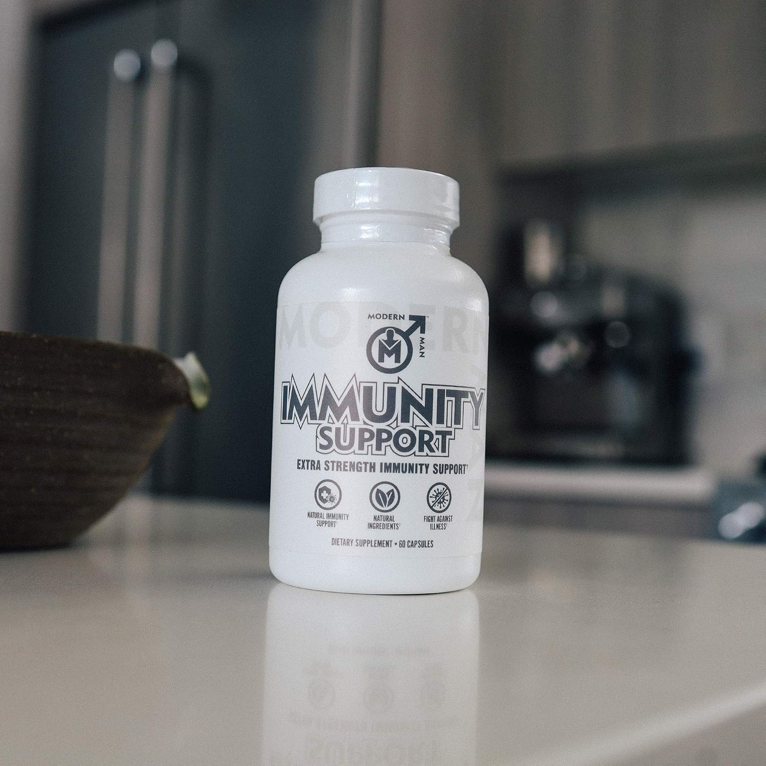 Modern Man Immunity Support - Vitamin C, Elderberry, and Reishi Mushroom Healthy Immunity Booster, Daily Natural Defense Supplement for Men, Vegan, Organic, Unflavored