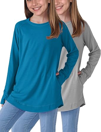 Liberty Pro 2 Pack Youth Girls Loose Fit Long Sleeve Tunic Tops
