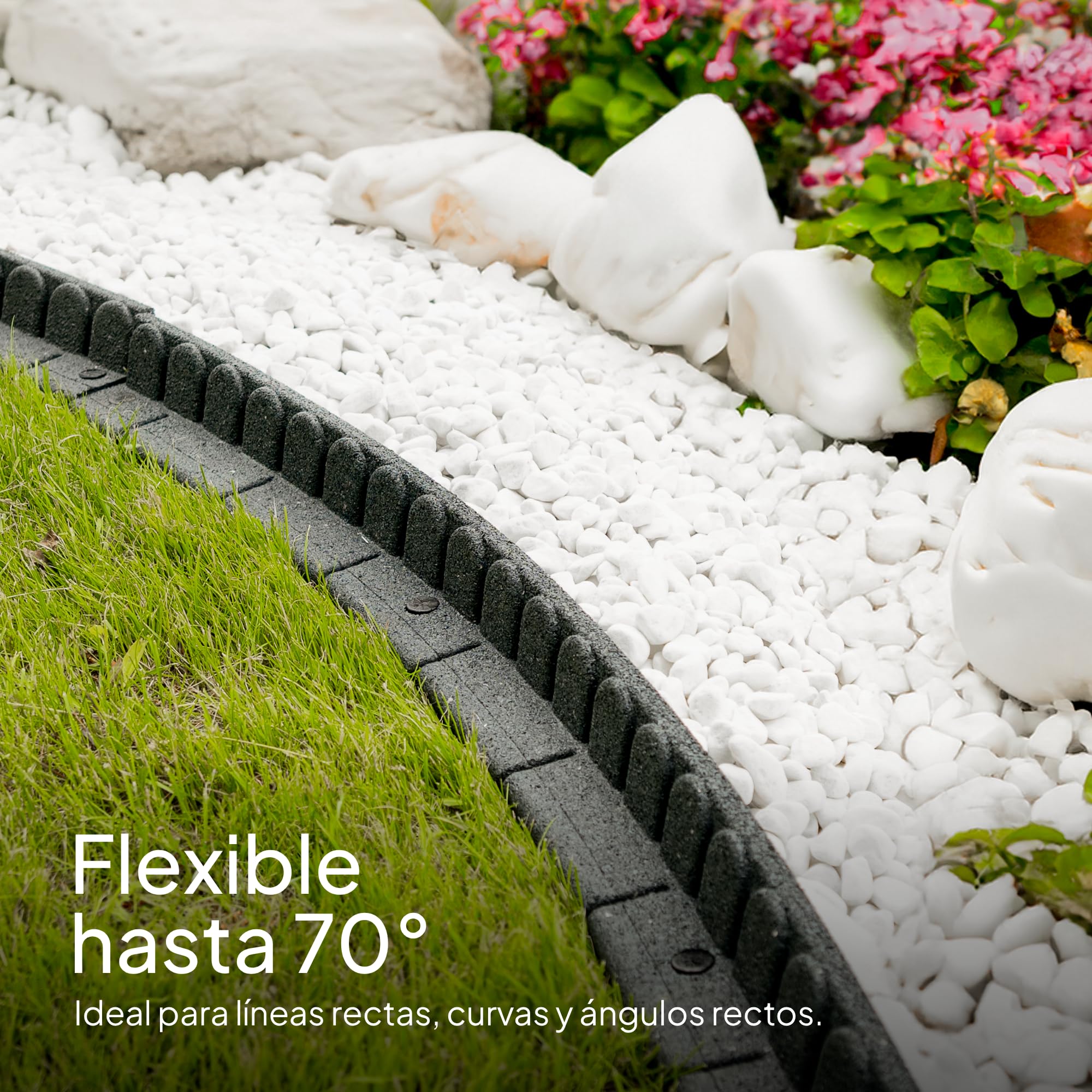 Borduras Jardín Flexible de Caucho Reciclado 9,2 Metros - Borde de Césped Respetuoso con el Cortacésped - Piedras de Bordes para Jardin Fáciles de Procesar - 8 x 1,15m, Antracita