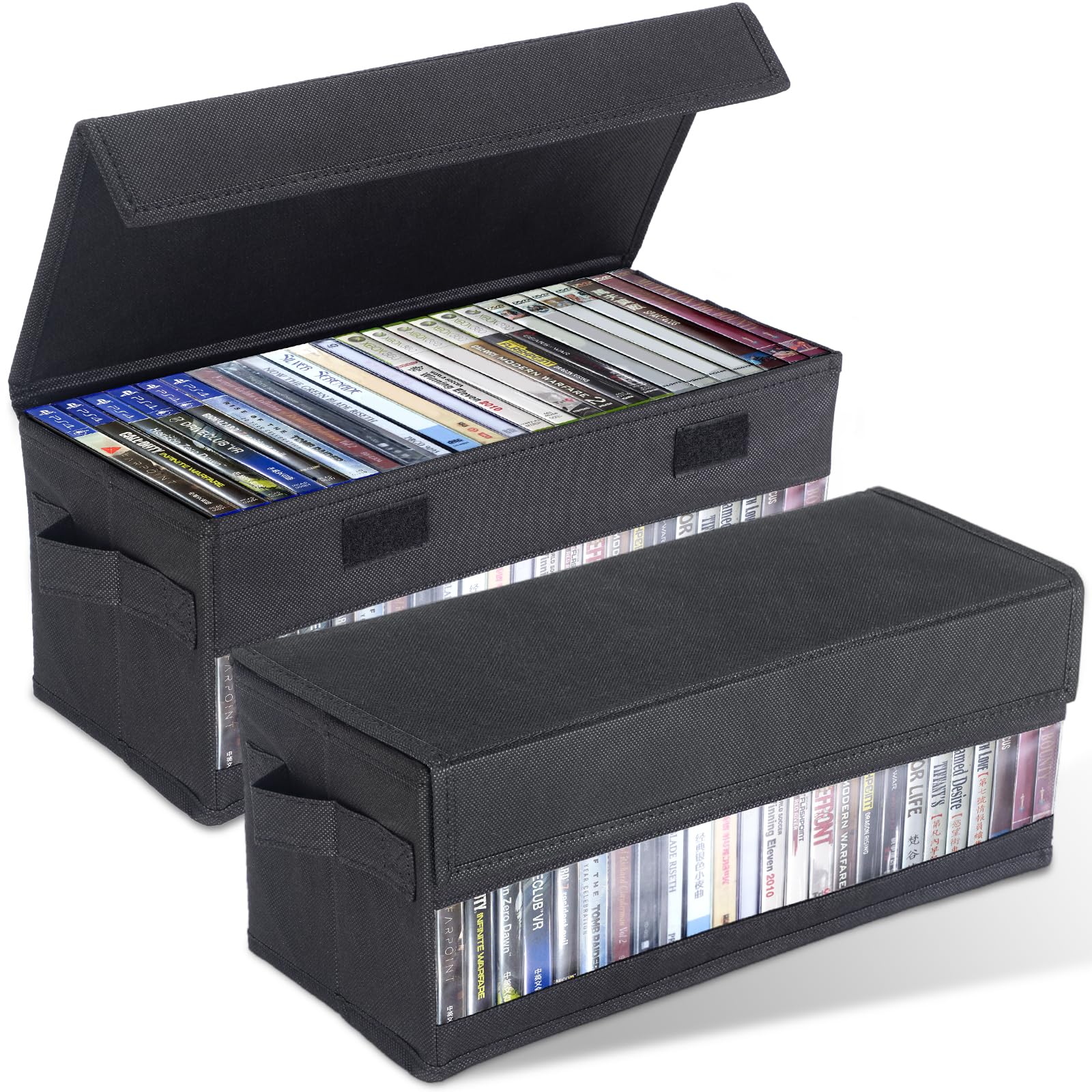 CCidea CD/DVD Storage Boxes - Pack of 2 CD Cases - 14" x 5.9" x 5.3" Disc Holders with Lids & Visual Window, Holds Up to 32 CDs in full jewel cases, 65 CDs in slim cases, and 180 discs in CD sleeves-image-7