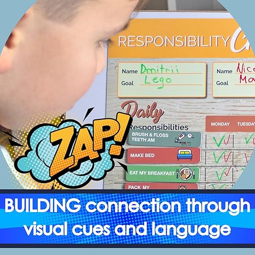 Miniatura 3 de Etiqueta magnética, tabla de responsabilidad de tareas y premios para varios niños Calendario de comportamiento en casa, agenda familiar de borrado