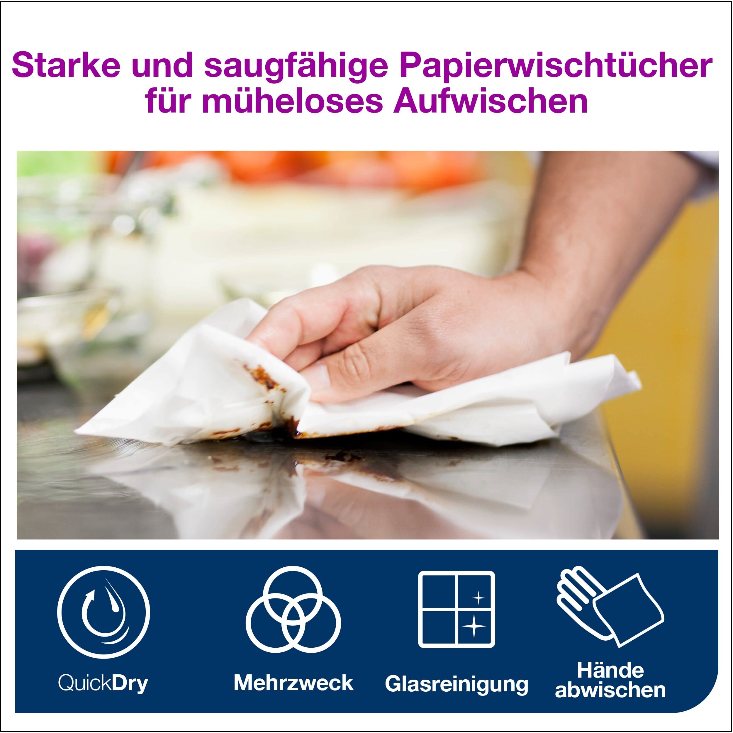 Tork 601502 Starke Mehrzweck Papierwischtücher für das M2 Innenabrollung Spendersystem / 2-lagiges stabiles Papier in Weiß / mit Quick Dry Funktion – Bild 4