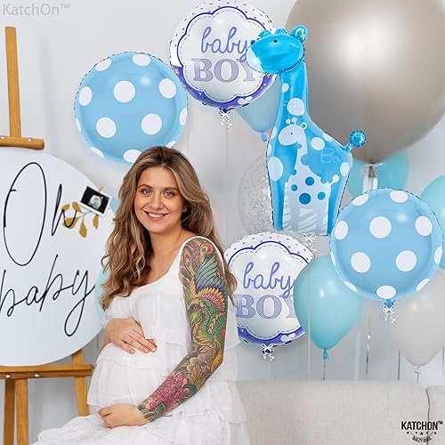 Miniatura 2 de KatchOn, Decoraciones de jirafa azul para baby shower, paquete de 5, globos de jirafa para baby shower para niño Globo It's a Boy Decoración azul