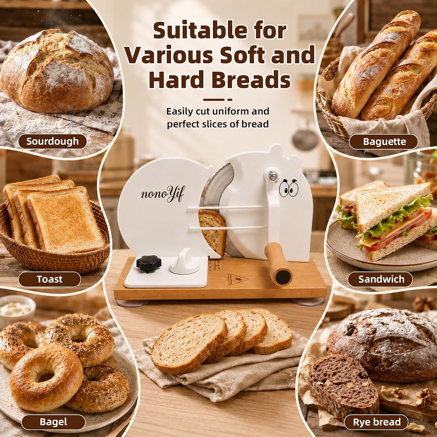Manual Bread Slicer for Homemade Bread 11.8"L x 7.8"W x 7.48"H