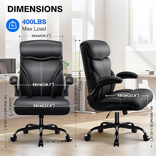 Miniatura 2 de Silla de oficina  Silla ejecutiva de escritorio cómoda transpirable con respaldo alto y soporte lumbar, silla ergonómica de cuero giratoria para