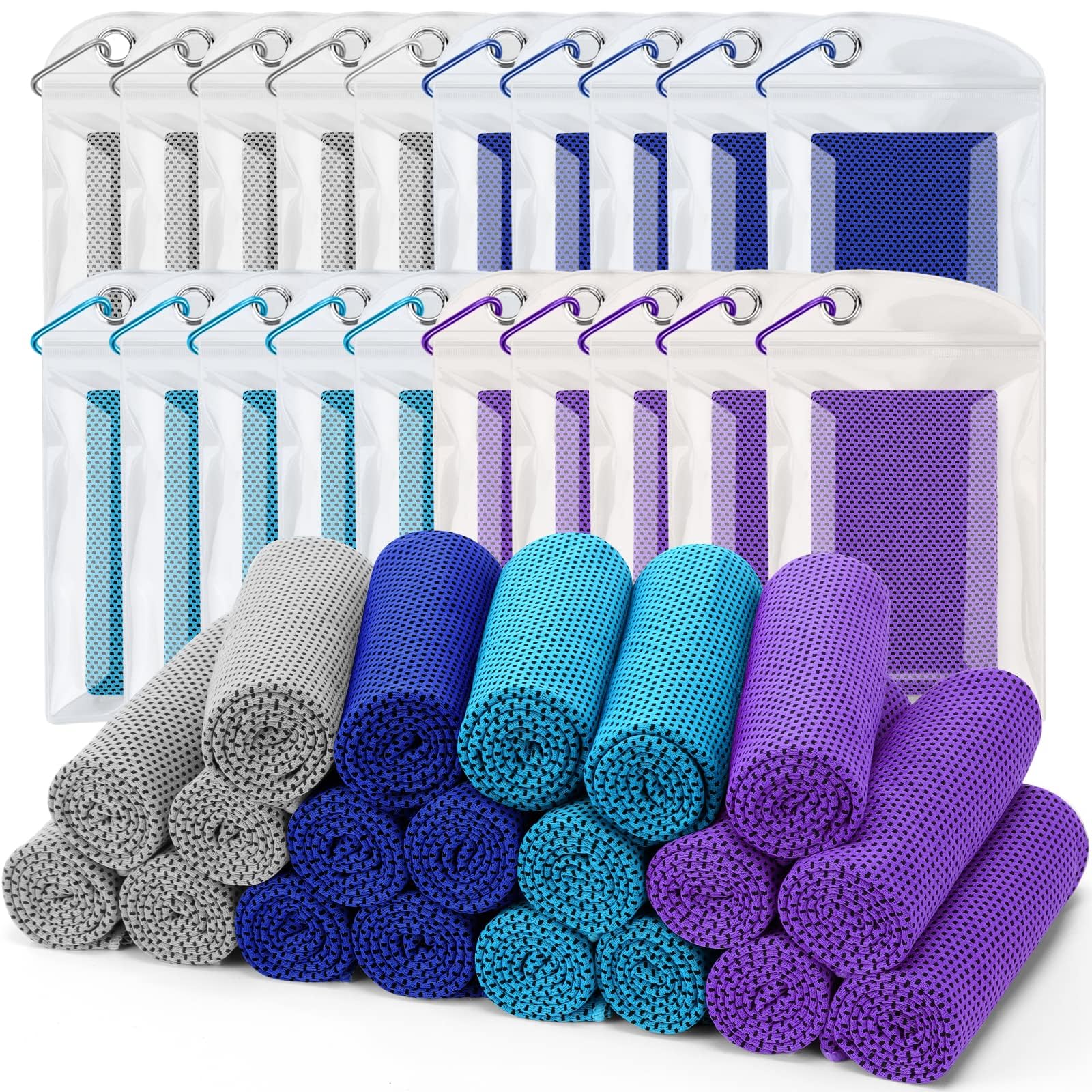 Jakelove Toalla refrescante (20 unidades, 101,6 x 30,5 cm) con bolsillos para deportes, entrenamiento, gimnasio, yoga, golf, pilates, viajes, camping y más
