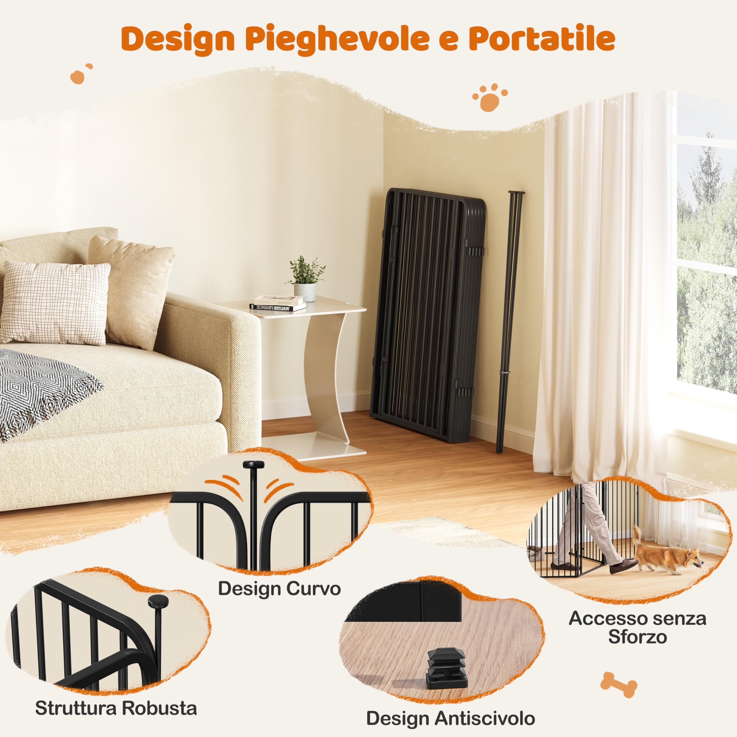 Yaheetech Recinto per Cani Gatti con Porta 18 Pannelli Altezza 100 cm Nero | Recinzione in Rete Metallica, Cuccioli Gatti Conigli Animali Domestici, Interno Esterno Giardino Casa, Salvaspazio