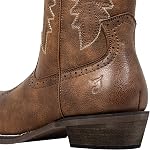 J's.o.l.e Cowboy Bottes Hommes carré Toe Western Robe Bottes Casual Mid Calf Tir sur la chaussure d'équitation Brown