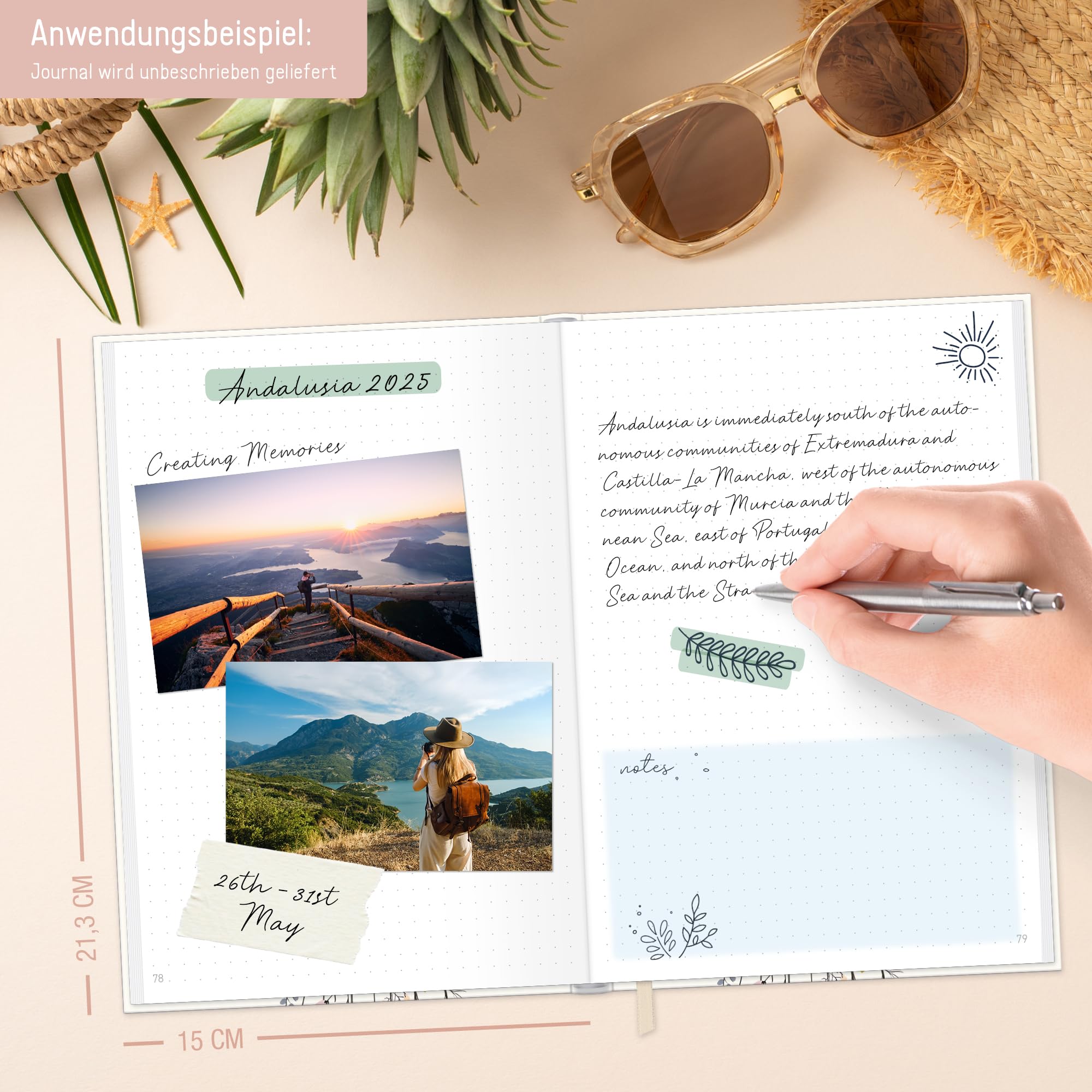 Häfft paper&you® dotted Journal A5 – notes w kropki „Flower Joy” | 156 ponumerowanych stron w kropki, gumka i zakładka – do prowadzenia pamiętnika, szkiców, list i kreatywnych notatek
