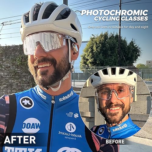 Miniatura 9 de KAPVOE Photochromic Cycling Glasses for Men Women Sports Sunglasses Frame Discoloration HD Bike Glasses K76