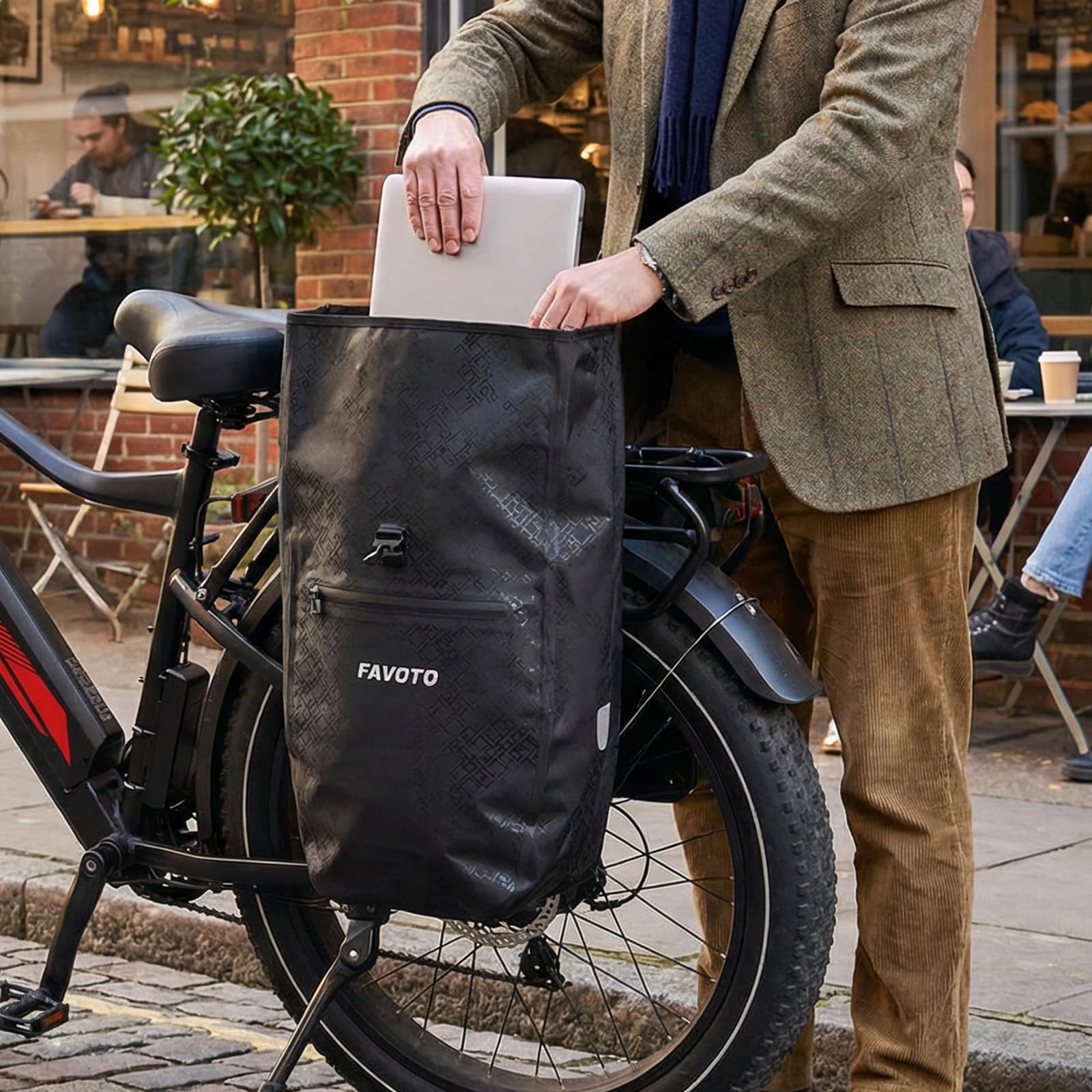 Favoto Torby rowerowe tylne bagażnik, wodoszczelne, 56 l (2 × 28 l) | Szybkie zapięcie, wytrzymałe, odblaskowe, duża pojemność do rowerów górskich, rowerów górskich