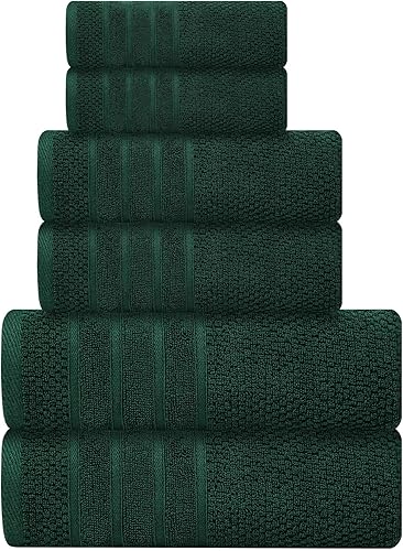 Juego de toallas de baño, 100% algodón, 2 toallas de baño, 2 toallas de mano y 2 toallas pequeñas, grandes, de secado rápido, absorbentes, suaves y