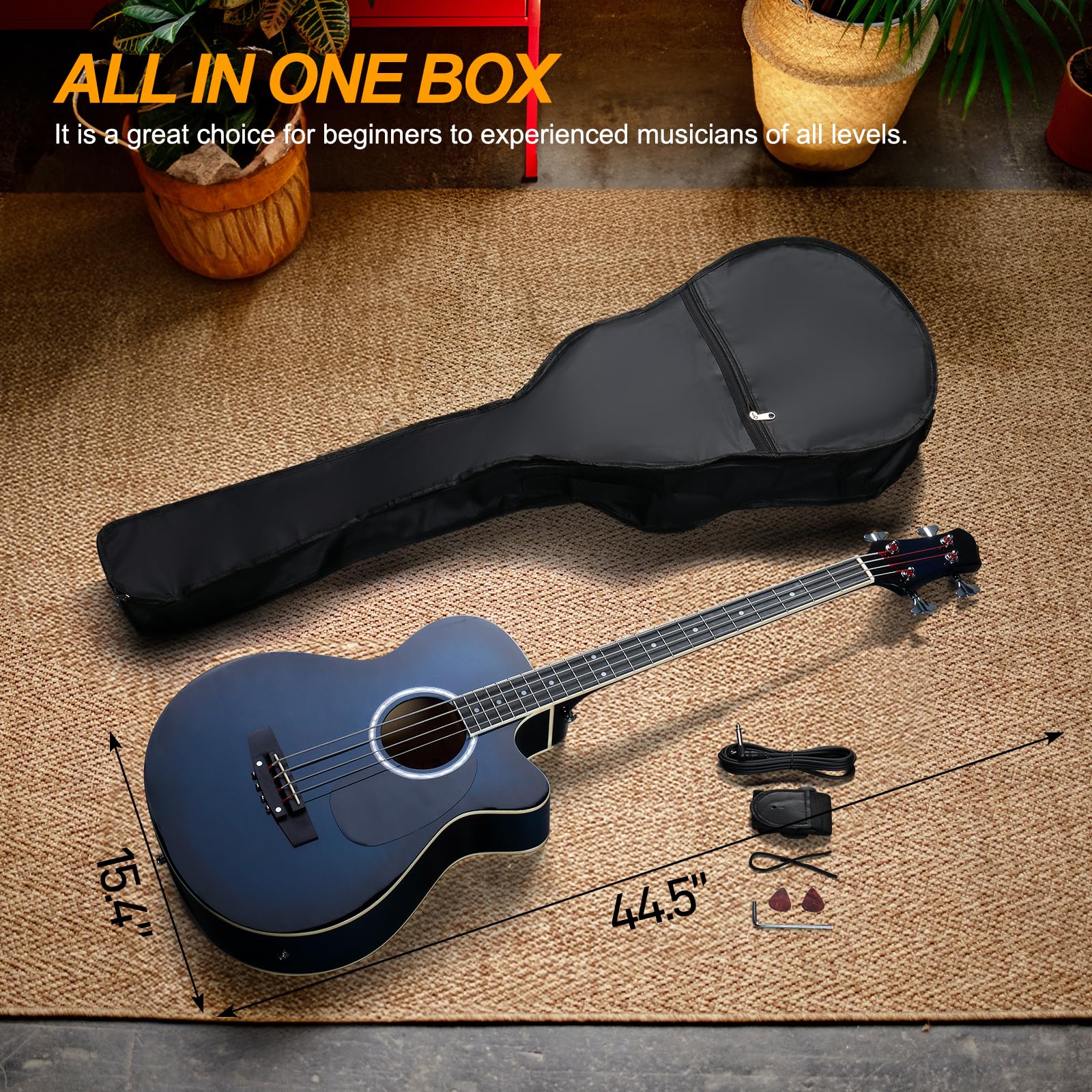 Ktaxon Full Size 4-String Acoustic Bass Guitar Kit with Portable