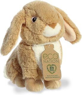 Aurora® Responsibly Made Eco Nation™ Lop-Eared Rabbit Tan Stuffed Animal - Ideal for Playtime Adventures - Perfect for Birthdays or Just Because - Brown 7.5 Inches