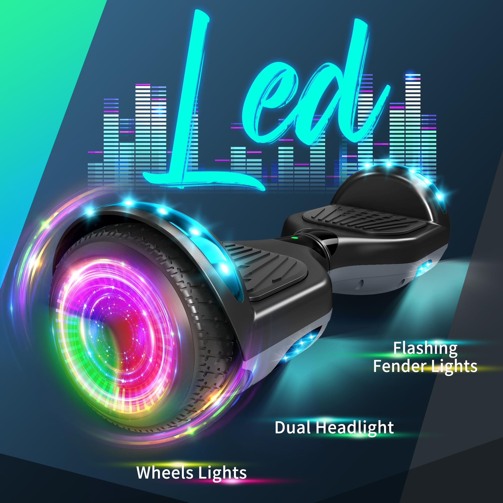 Hoverboard 6,5 Pouce LED Phare Bluetooth Cadeau Enfants