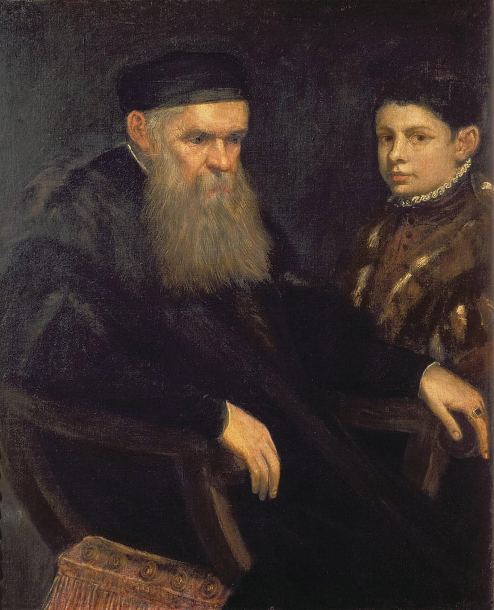 ARTXLXXBN Famous Painting Art Wall Decor Abstract Art Picture Old Man and His Servant by Jacopo Robusti Tintoretto Animal Pictures for Home Decor 60x90cm