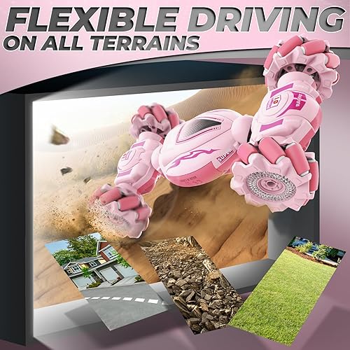 Miniatura 33 de Dysaim Gesture Sensing RC Stunt Car, Gesture RC 2.4GHz Sensor de control remoto Twist Car para niños de 6 a 12 años Naranja Cian