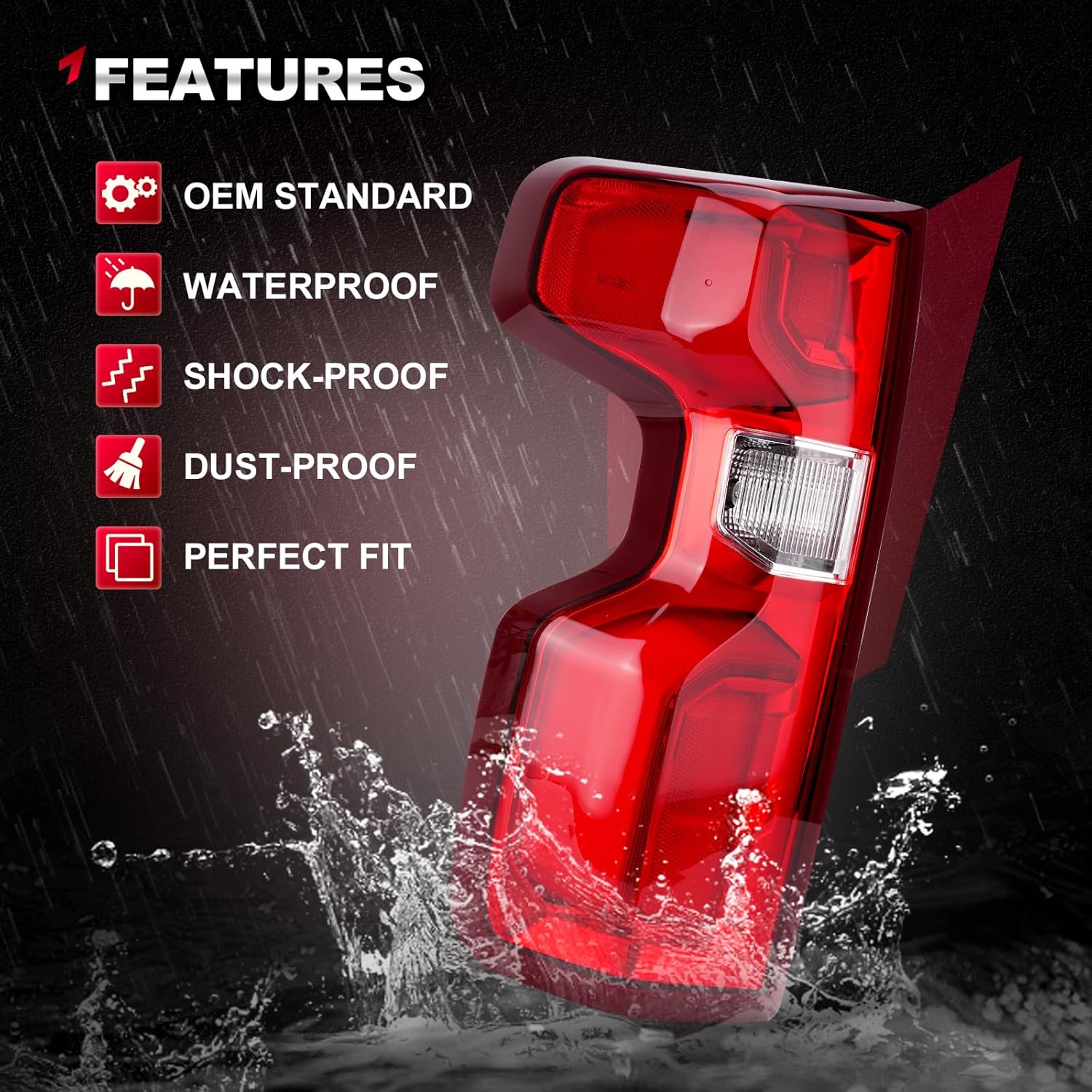 OEM Style LED Tail Light Assembly Tail Lamp Compatible with 2019 2020 2021 2022 2023 Chevy Silverado Replace# 84678149, 84554658, 85115893, 87826666, GM2800311 (Rear Left Driver Side)