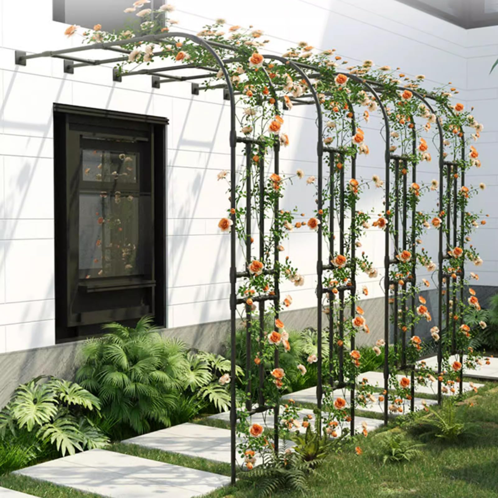 Arche Demi-Face pour Treillis de Jardin Mural – Arche de Jardin en Fer pour Plantes grimpantes en extérieur – Fleurs, légumes, Roses, Treillis décoratif(W180xH240CM(5.9x7.9ft))