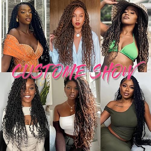 Miniatura 6 de Cabello de ganchillo Goddess Locs de 30 pulgadas, 8 paquetes de cabello bohemio de imitación de ganchillo con extremos rizados, trenzas de ganchillo