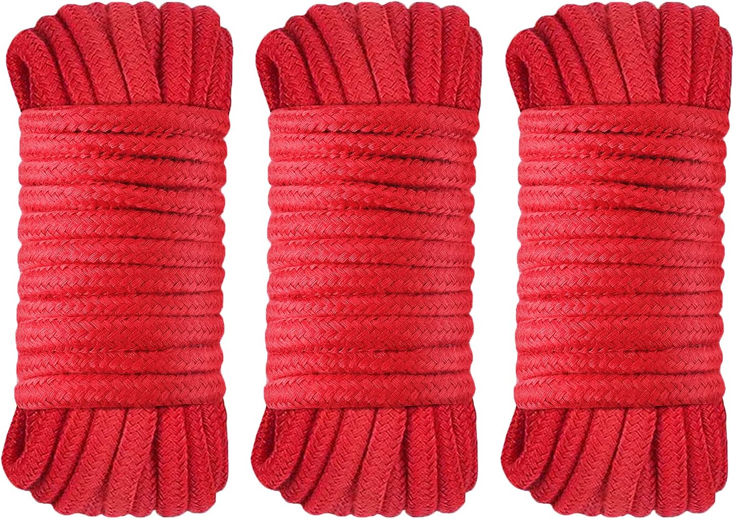 Cotton Rope, 3 Pack 32 feet 10m Red Soft Rope Multi-Purpose Washable Strong Multifunctional Rope Long Strap