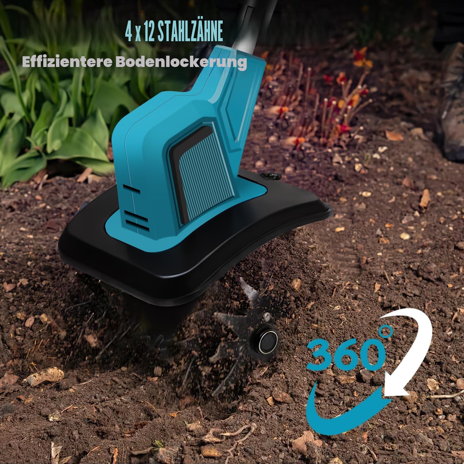 Akku-Bodenhacke für Makita 18 V Akku, Motorhacke mit bürstenlosem Motor, höhenverstellbar, Arbeitsbreite 20 cm, Arbeitstiefe 15 cm, für Garten und Hof (ohne Batterien)