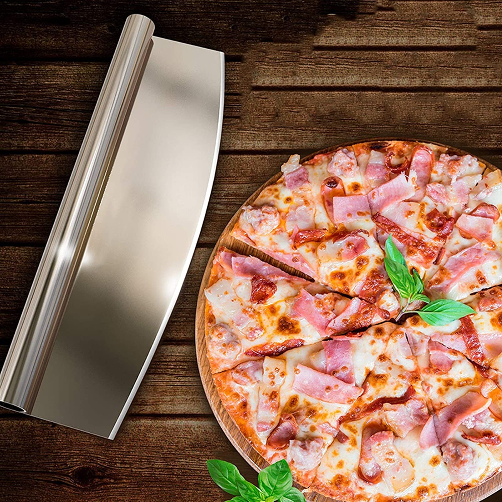 Krajalnica do pizzy Krajalnica i nóż do pizzy ze stali nierdzewnej, z osłoną gadżet kuchenny akcesoria do pizzy narzędzia do piekarnika noże do pizzy