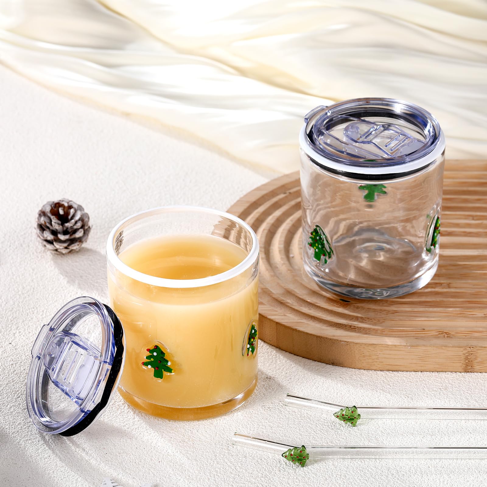 Patelai Lot de 2 verres à café glacé réutilisables avec couvercles et pailles de 445 ml – Jolis gobelets de Noël pour adultes, femmes et hommes