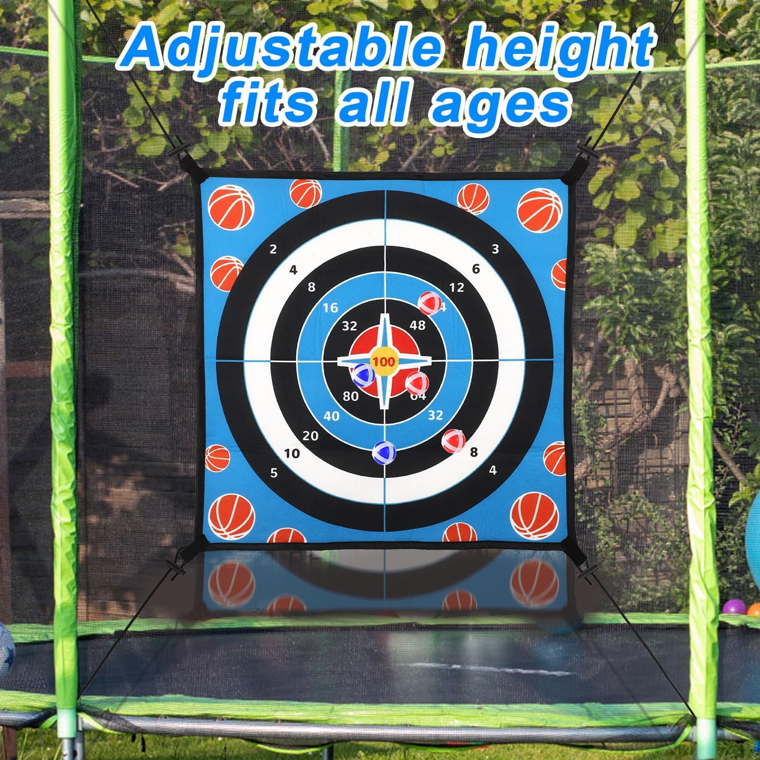Trampoline Dart Board Game Accessory, Dart Board Game for Kids with 12 Sticky Balls Trampoline Toy Accessory Trampoline Toss Game for 8/10/12/14ft Trampolines Indoor Outdoor Party Game image 5 of 7 B0D1XYSH5C