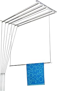 Rainbow Drywell Heavy Duty Stainless Steel Luxury(6 Pipes X 8 Feet)UV Protected Nylon Ropes Individual dropdown Ceiling Cloth Dryer/Cloth Hanger/Cloth Drying Stand for Balcony/Clothes Stand for Drying