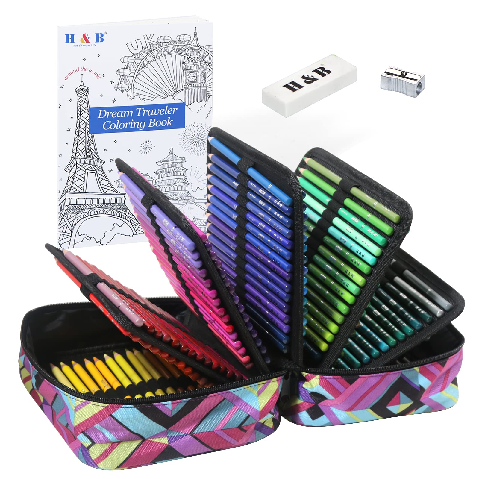 H &amp; B 180 Colored Pencils Set, Art Pencil Kit for Adult Coloring,Oil Based Soft Core, Ideal for Coloring Sketching Shading,H &amp; BArt Set for Teens Beginner Wooden Color Pencils