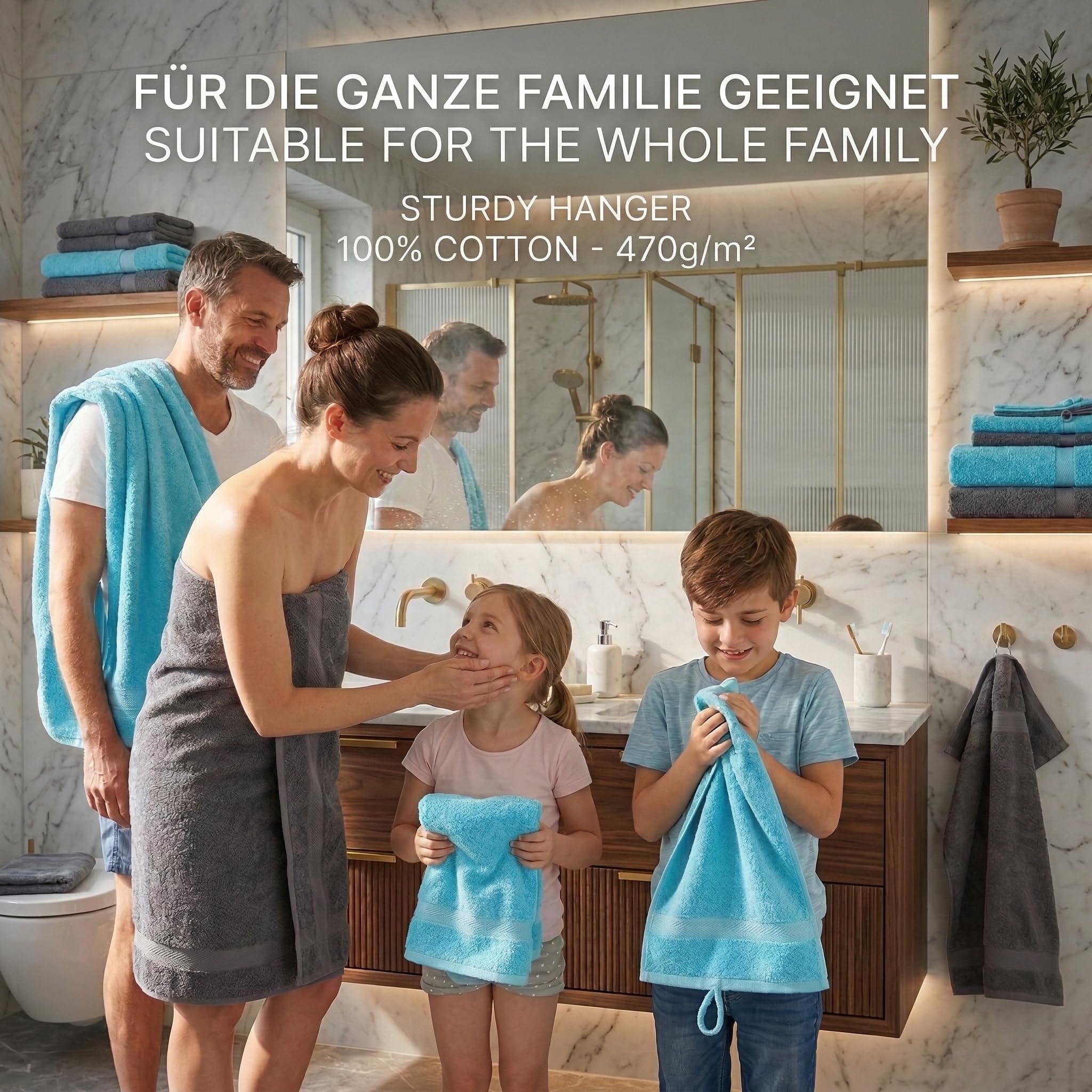 Betz Premium Handtuch-Set 10-teilig 100% Baumwolle Oeko-TEX Zertifiziert 470g/m² Türkis Anthrazit