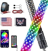 Vista 14 de Nilight Luz LED para látigo, 1 antena COB RGB de 2 pies con base de resorte, aplicación Bluetooth y control remoto, patrones de persecución