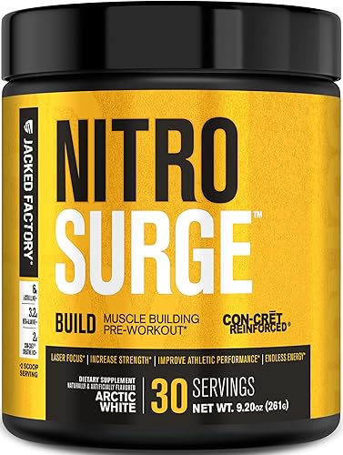 Vista 14 de Jacked Factory Nitrosurge Build - Preentrenamiento con creatina para construcción muscular, polvo de creatina con cret y elevATP para energía