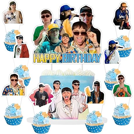 Peso Pluma Birthday Party Decorations, Package Includes 25pcs Cake Topper and Cupcake...