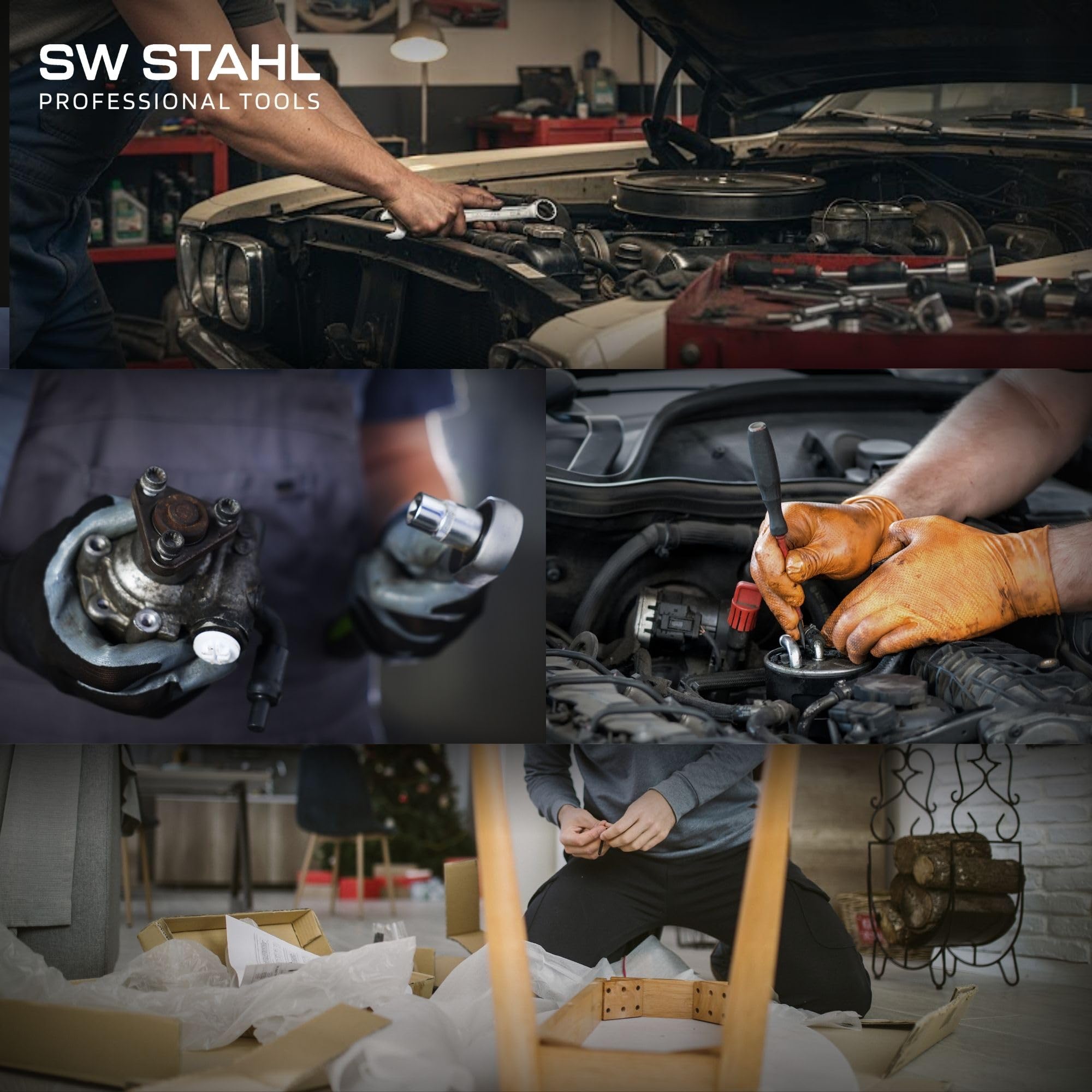 SW-Stahl Z3212 Profesjonalny Wózek Warsztatowy TT802 z Narzędziami, 338 el. | Wózek z wyposażeniem, 8 szuflad, stal nierdzewna, system Twin-Lock, kółka TPE, perforowane ścianki i uchwyty na akcesoria.
