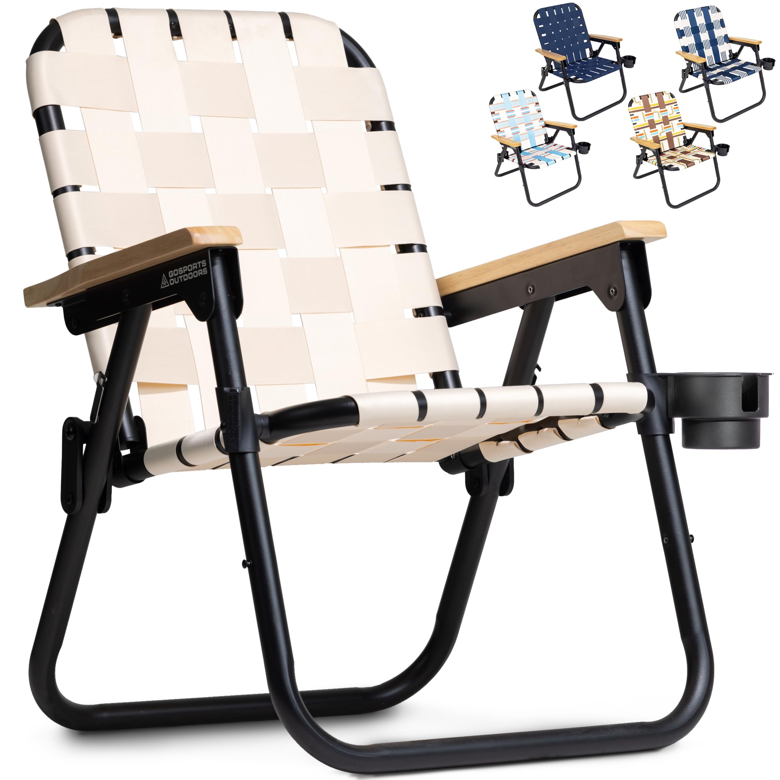 GoSports WOVN Beach Backpack Chair - 9 Styles Available - Premium Folding Camping Chair