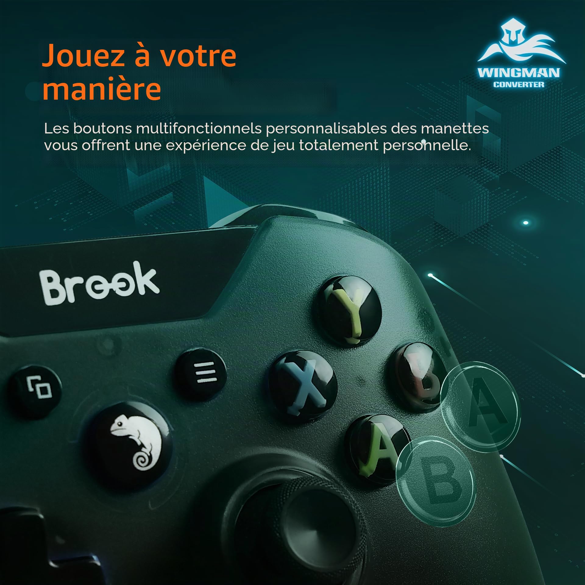 Brook Wingman PS2 Transparent White – Convertisseur rétro spécial pour manettes XB Series X|S, One, 360, Elite 1&2, PS5/PS4/PS3 et NS Pro sur Consoles PS2/PS1/PS Classic.