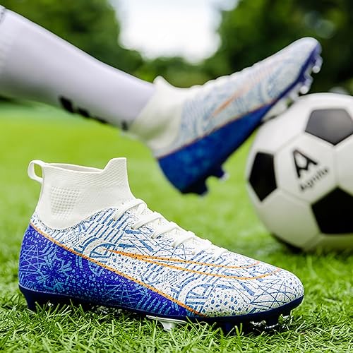 Miniatura 7 de Zapatos de fútbol para hombre, tacos de fútbol altos, con cordones, antideslizantes, para exteriores, AGFG, béisbol, lacrosse, rugby, botas de