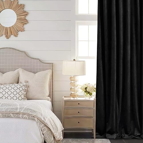 Miniatura 2 de KGORGE Cortinas de terciopelo negro de 84 pulgadas de largo, súper suaves, para oscurecer la habitación, cortinas aislantes térmicas para