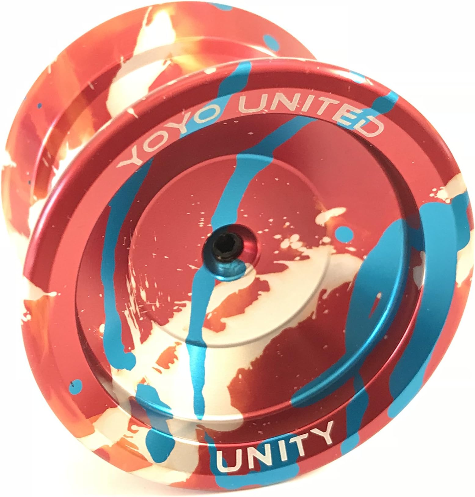 Professional Unresponsive Aluminum Yo-yo with V-Shape Center Bearing Red Blue Silver Unity