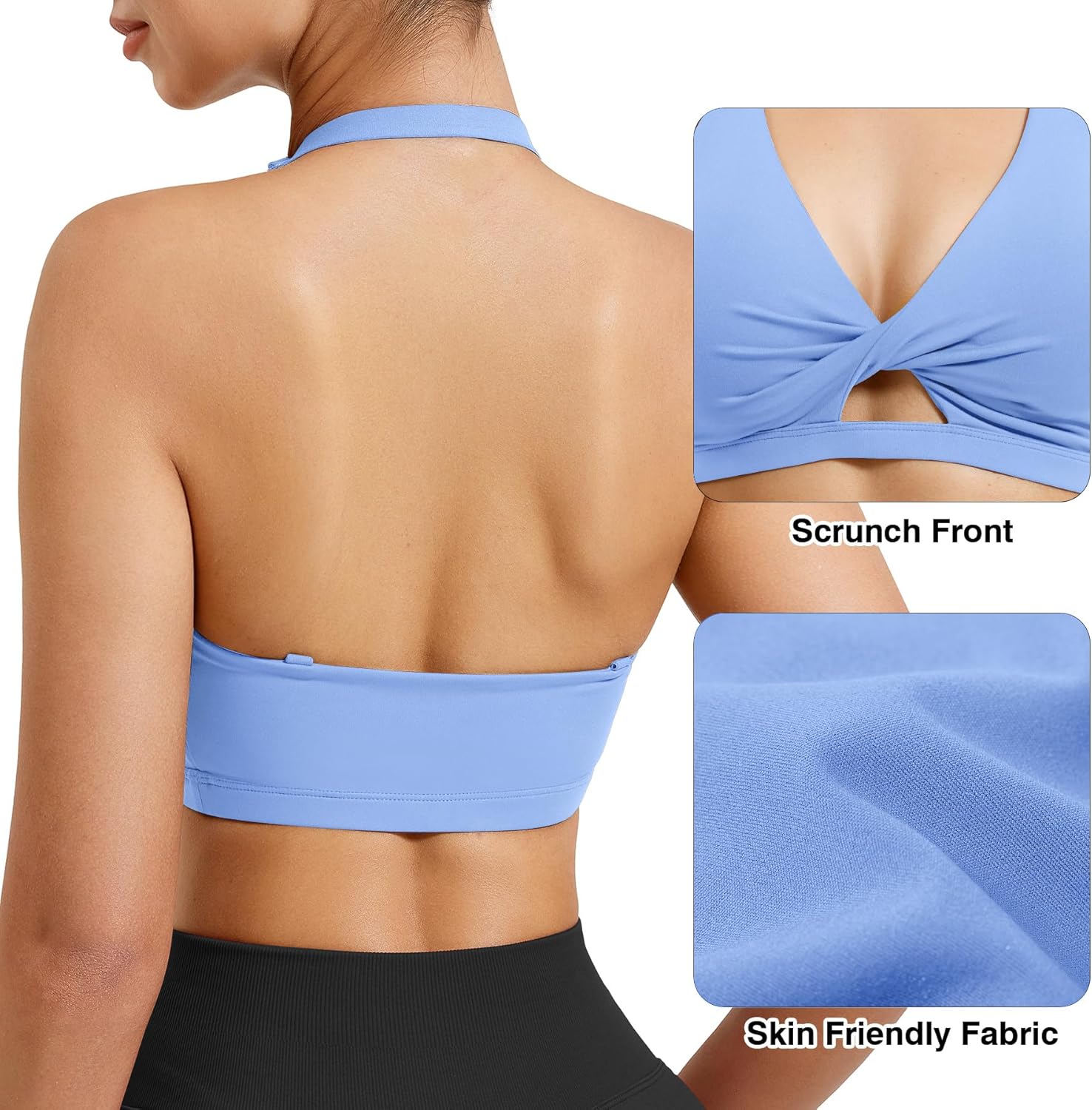 VOYJOY Workout Sports Bras for Women Padded Backless Strappy Fitness Wireless Gym Medium Impact Bra Yoga Crop Top - Image 4