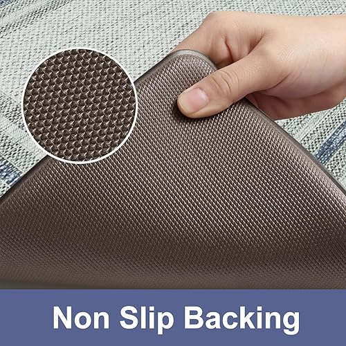 Vista 700 de KIMODE - Juego de 2 tapetes de cocina bohemios, antifatiga, antideslizantes, impermeables, ergonómicos, acolchados, cómodos, para lavandería, Caqui