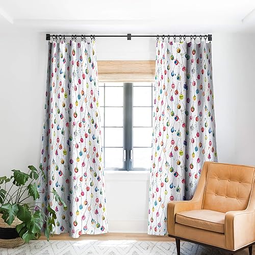 Deny Desgins Ninola Design - Cortinas opacas de acuarela con diseño de adornos navideños, multicolor, 50 x 84 pulgadas