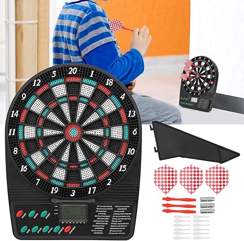 Miniatura 6 de Tablero de dardos electrónico, puntuación automática, compacta, digital, punta suave, placa de dardos de puntuación automática con pantalla LCD,